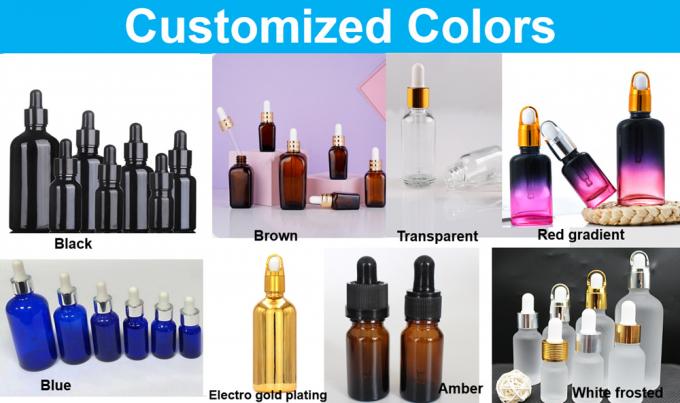 Hot Selling 5ml 15ml 20ml 30ml 50ml Essential Oil Shiny Black Glass Serum Dropper Bottle with Screw Cap Pipette