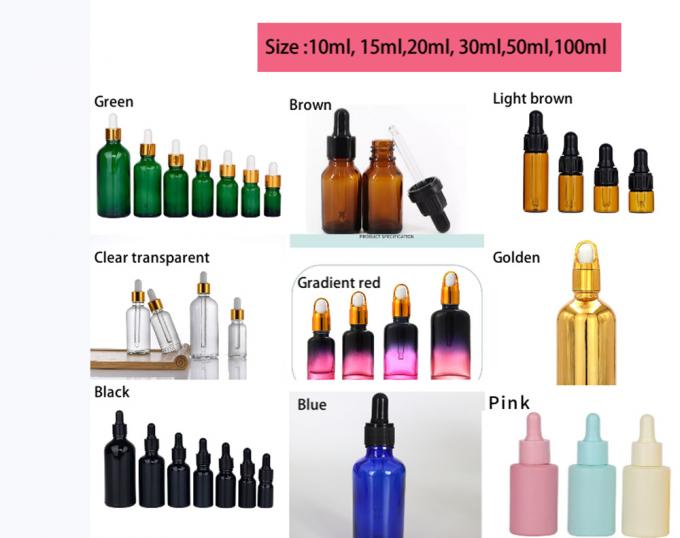 Hot Selling 5ml 15ml 20ml 30ml 50ml Essential Oil Shiny Black Glass Serum Dropper Bottle with Screw Cap Pipette