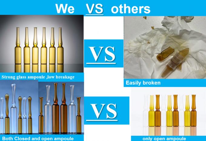 Hot Sale 5ml 10ml 20ml Transparent Amber Tubular Glass Ampoule with Color Ring Break Medical Neutral Borosilicate Glass Ampoule