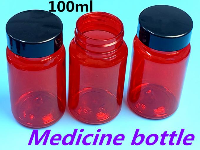 100cc 150cc Custom Pet Red Plastic Empty Pill Bottles Medicine Bottle Package Container for Supplement Vitamins Powder