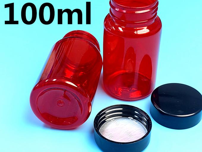 100cc 150cc Custom Pet Red Plastic Empty Pill Bottles Medicine Bottle Package Container for Supplement Vitamins Powder
