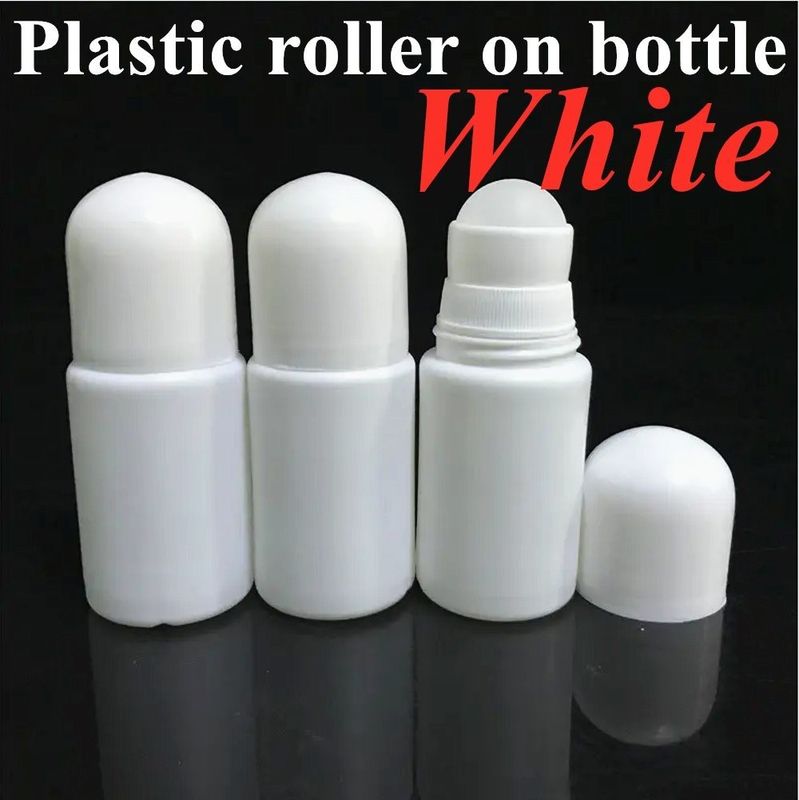 30ml 50ml 60ml HDPE พลาสติกสีขาว พลาสติกดีโอเดอร์แอนต์ น้ํามันอีเซนเชียล รอลล์บนขวด