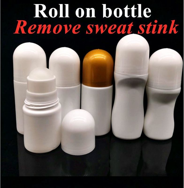 30ml 50ml 100ml กลมเปล่า รอยบนกระป๋องบรรจุ กระป๋องขาว PE ลูกกลมพลาสติก รอยบน กระป๋องดีโอเดอร์