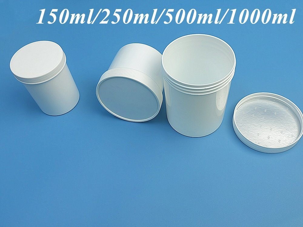 ราคาถูก 150 กรัม 250 กรัม 500 กรัม 1000 กรัม หรูหรา ถังเครื่องสําอางเปล่า PP ครีมหน้า ผมร่างกาย กระปุกเครื่องสําอางที่มีหมวกสกรู