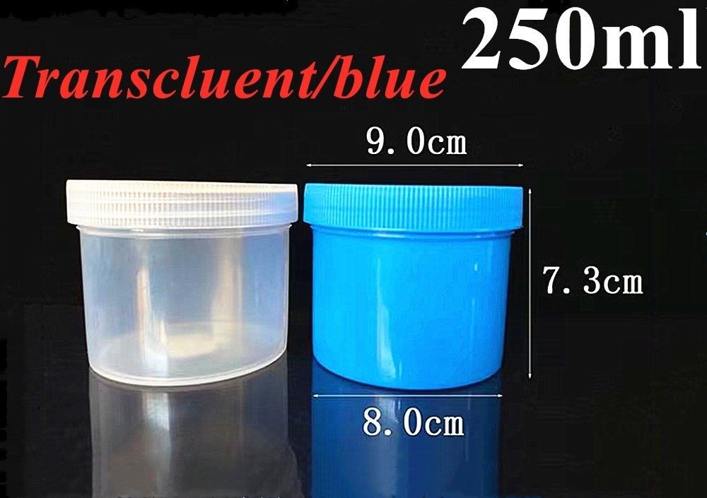 100ml 150ml 250ml 500ml กระปุกเครื่องสําอาง PP กระปุกสีฟ้าโปร่ง 16oz พลาสติก