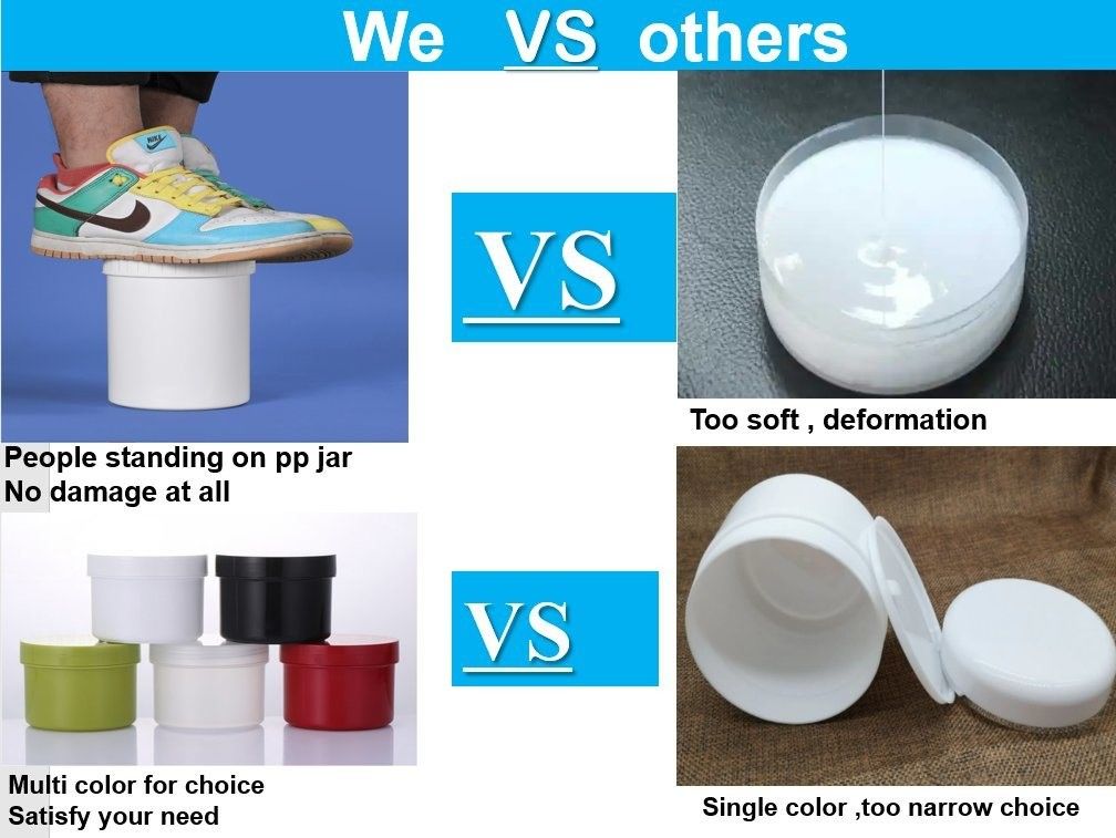100ml 150ml 250ml 500ml กระปุกเครื่องสําอาง PP กระปุกสีฟ้าโปร่ง 16oz พลาสติก