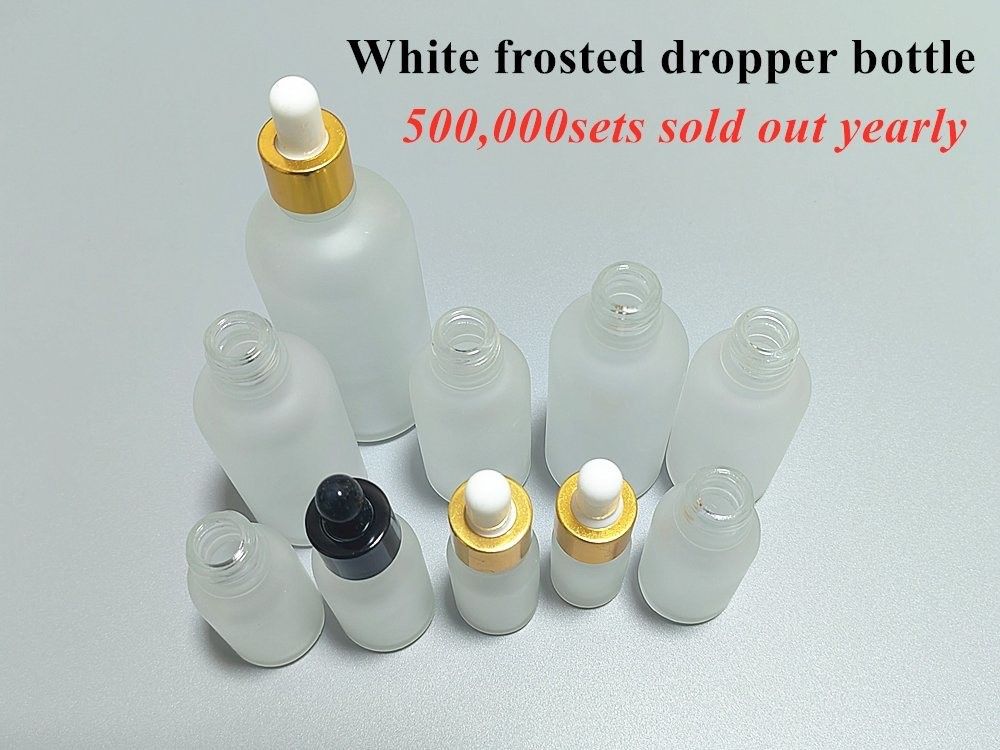 10 ml 20 ml 30 ml Emtpy Round White Frosted Glass กระป๋องน้ํามันสําคัญสําหรับดูแลผิวผม