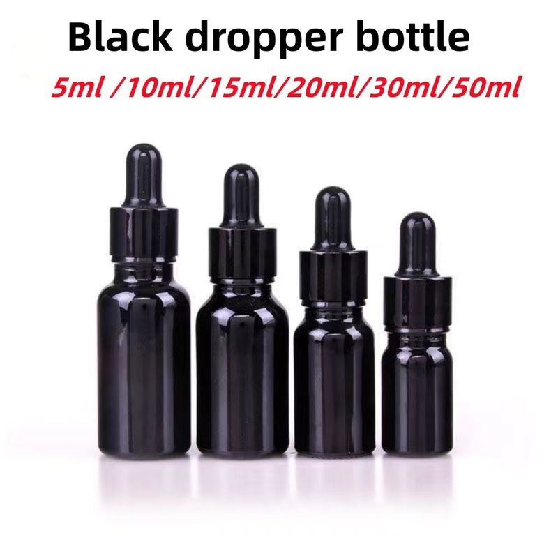 ขายปลีก ราคาถูก 5ml 10ml 15ml 20ml 30ml 50ml กระป๋องน้ํามันอิทธิพลธรรม สีดําเปล่า กระป๋องน้ํามันอิทธิพลธรรม