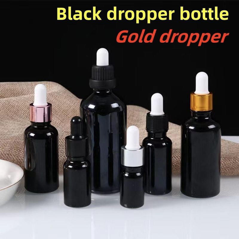 5 ml 10 ml 15 ml 20 ml เซรั่มน้ํามันสําคัญ ไหล่เรียบกลม กระป๋องน้ํามันสําคัญกระจกกระจกดํา
