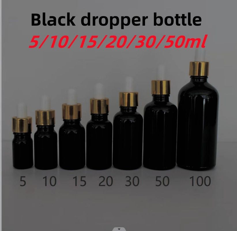 5 ml 10 ml 15 ml 20 ml เซรั่มน้ํามันสําคัญ ไหล่เรียบกลม กระป๋องน้ํามันสําคัญกระจกกระจกดํา