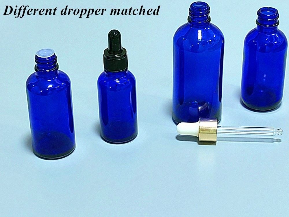 20 ml 30 ml เซรั่มน้ํามันอิเซนเซียล สารสําอางสําหรับการดูแลผิวหนัง กระป๋องบรรจุ Cobal Blue Glass Dropper กระป๋องที่มี Dropper