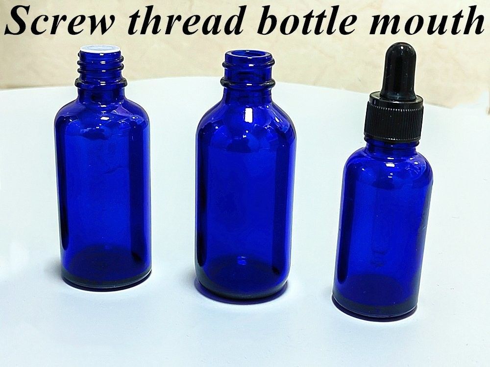 30ml 50ml 60ml กระป๋องเครื่องสําอางแบบกลมเปล่า ขนาดเล็ก สีฟ้าใส น้ํามันจําเป็น กระจกกระจกกระจกกระจกกระจก