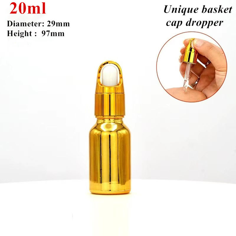 10ml 20ml 30ml 50ml Electroplate สีทอง สีหรู การบรรจุเครื่องสําอางกล่อง Dropper กระป๋องสําหรับการใช้น้ํามันอาวุธ serm