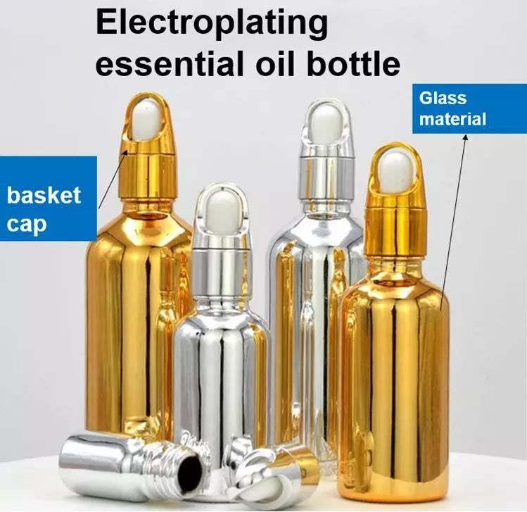 10ml 20ml 30ml 50ml Electroplate สีทอง สีหรู การบรรจุเครื่องสําอางกล่อง Dropper กระป๋องสําหรับการใช้น้ํามันอาวุธ serm