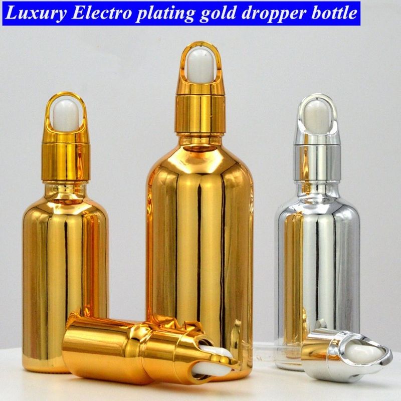 10ml 20ml 30ml 50ml Electroplate สีทอง สีหรู การบรรจุเครื่องสําอางกล่อง Dropper กระป๋องสําหรับการใช้น้ํามันอาวุธ serm