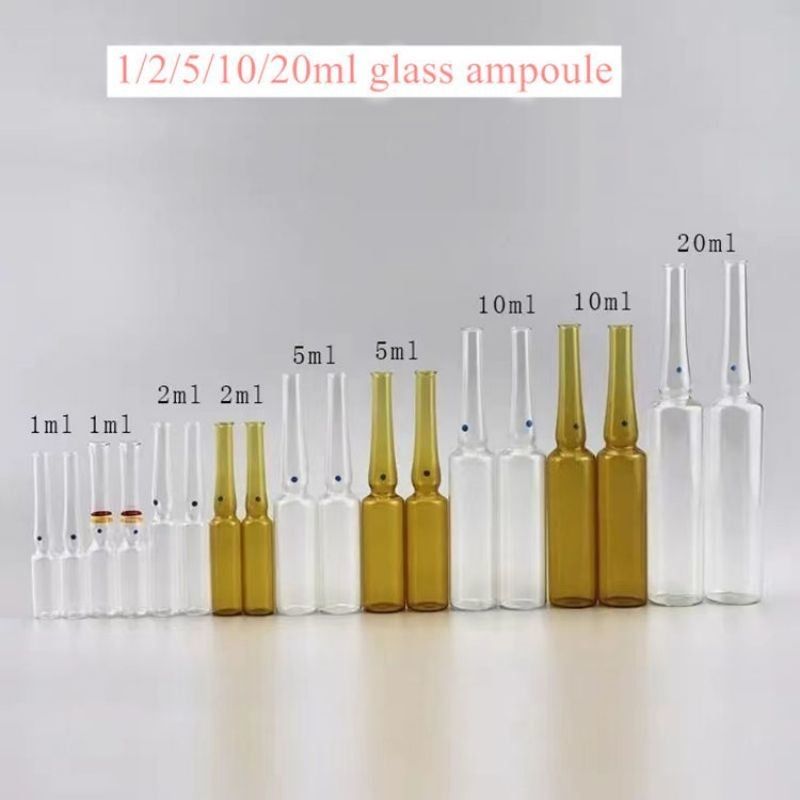 1ml 2ml 5ml ISO Standard Chinese Standard Amber Transparent USP แอมพูลแก้วชนิด I สําหรับการฉีดยา