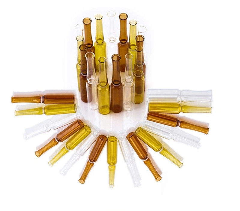 5ml 10ml 20ml แอมบาร์โปร่ง ท่อกระจก Ampoule ด้วยสีวงแหวน Break กล่องกระจก Borosilicate กลางทางการแพทย์