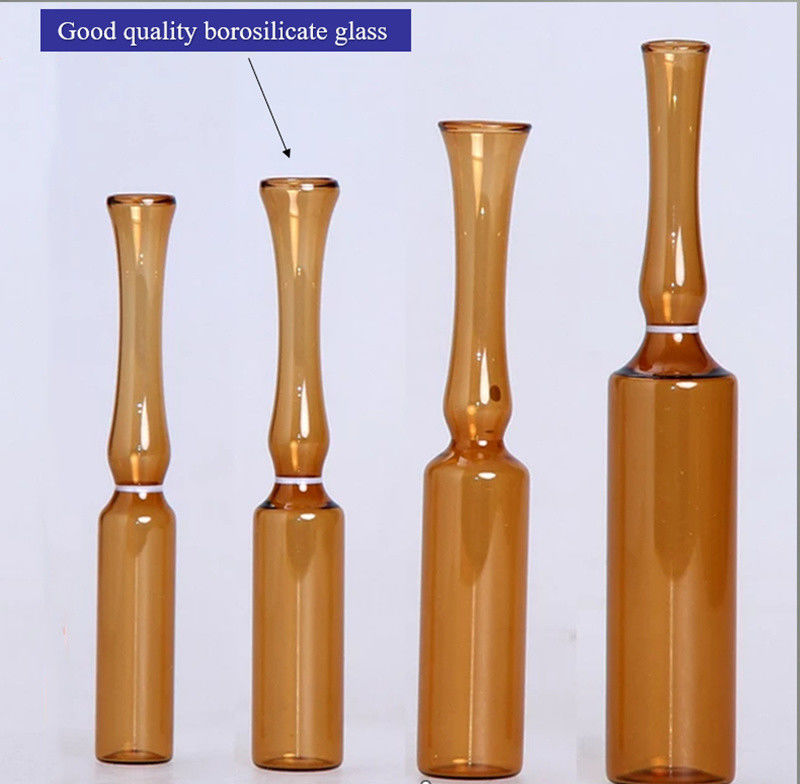 5ml 10ml 20ml แอมบาร์โปร่ง ท่อกระจก Ampoule ด้วยสีวงแหวน Break กล่องกระจก Borosilicate กลางทางการแพทย์