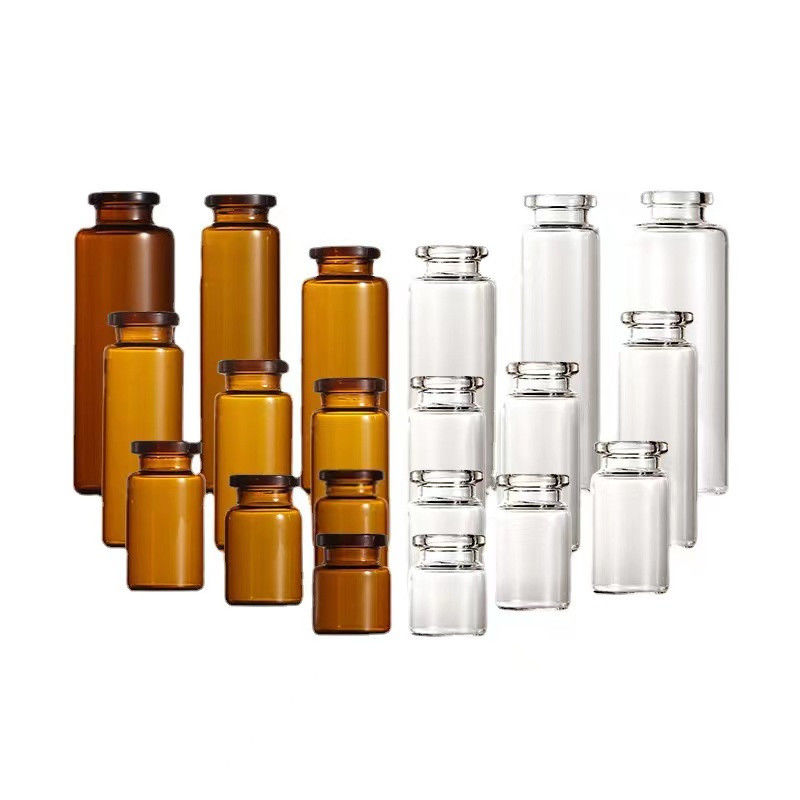 5 ml 7 ml 10 ml ยาแอมเบอร์ใส Crimp Top ทูบูลาร์ สเตอริลี่ ขวดฉีด กระป๋องแก้ว พร้อมปลั๊กยาง