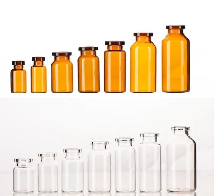 5 ml 10 ml 20 ml Amber Clear Sterile Injection Brown Empty Pharmaceutical Injection Glass Vials with Butyl Rubber Stopper ขวดแก้วสําหรับการฉีดยา สีน้ําตาล ขวดแก้วว่างสําหรับการฉีดยา