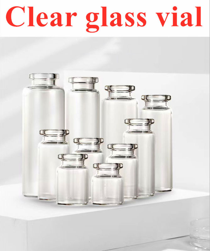 ขนาด 5 ml 7 ml 20 ml Borosilicate Glass Vial สเตอริล ชัดเจน 10 Ml Vials With Caps