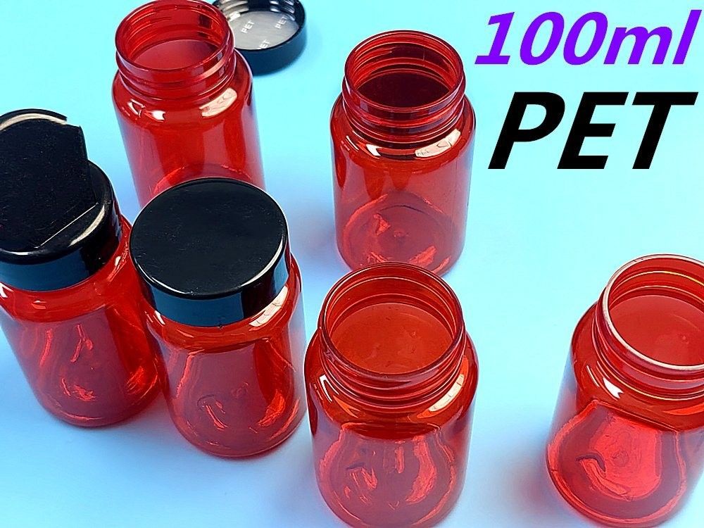 คุณภาพสูง 100 มิลลิลิตาร์ แพลเล็ตสัตว์เลี้ยงสีแดงเปล่า แคลเซียม ถังยายา วิตามิน ถังยา