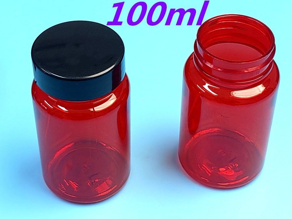 PET พลาสติก สีแดง 100ml 150ml กระปุกยาแข็ง แคปซูล เม็ดกระปุก กระปุกบรรจุ กระปุกอาหารเสริมสุขภาพ