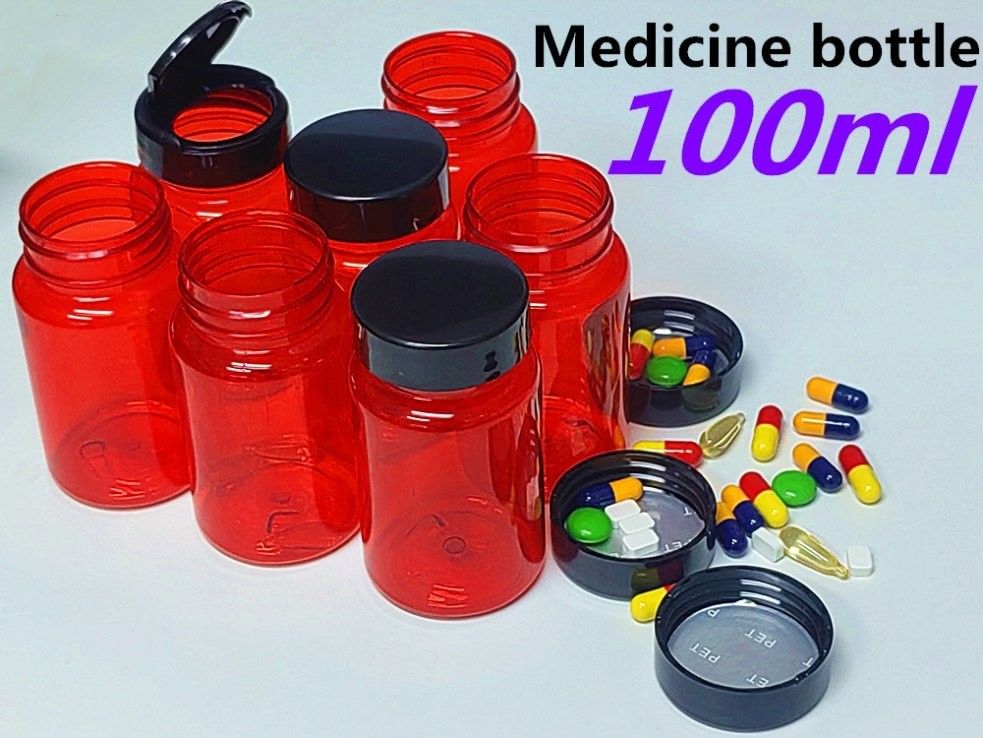 PET พลาสติก สีแดง 100ml 150ml กระปุกยาแข็ง แคปซูล เม็ดกระปุก กระปุกบรรจุ กระปุกอาหารเสริมสุขภาพ