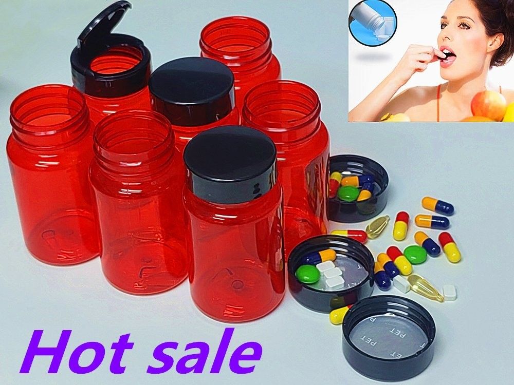 PET พลาสติก สีแดง 100ml 150ml กระปุกยาแข็ง แคปซูล เม็ดกระปุก กระปุกบรรจุ กระปุกอาหารเสริมสุขภาพ