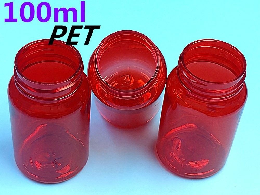 PET พลาสติก สีแดง 100ml 150ml กระปุกยาแข็ง แคปซูล เม็ดกระปุก กระปุกบรรจุ กระปุกอาหารเสริมสุขภาพ