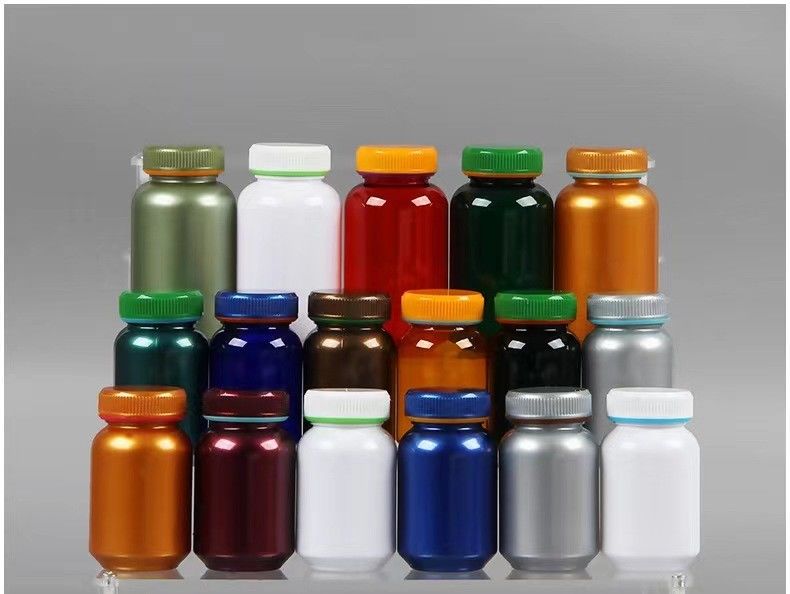 ช่องว่างปากกว้าง 100ml 150ml พลาสติกสีขาว PE ยาเม็ด ถังแคปซูลยา