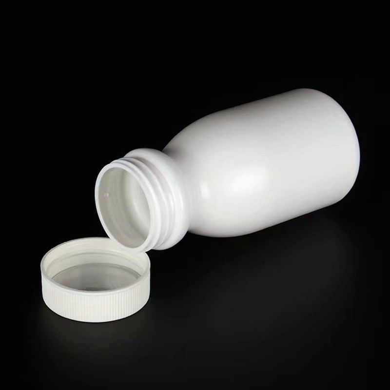 เงินเปล่า กลม 50ml 100ml 150ml แคปซูล HDPE ขาว เม็ดยา กระป๋อง พลาสติก อาหารเสริม กระป๋องยาพลาสติก PE