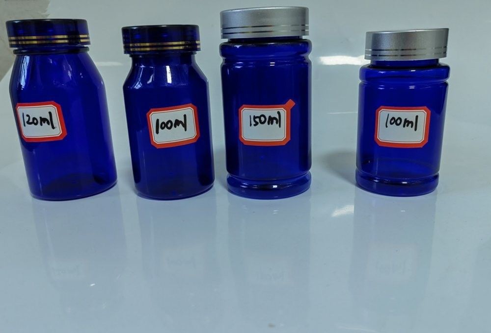 ยา 100ml 120ml 175ml สีฟ้า PET ยาพลาสติก แคปซูล กระป๋อง
