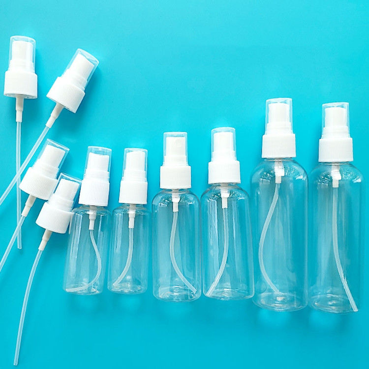 ขนาดเดินทาง พกพา กล่องพลาสติกเปล่า แอลโคล PET Spray ถุงมือล้างมือ ถุงปั๊มสเปรย์สีขาว